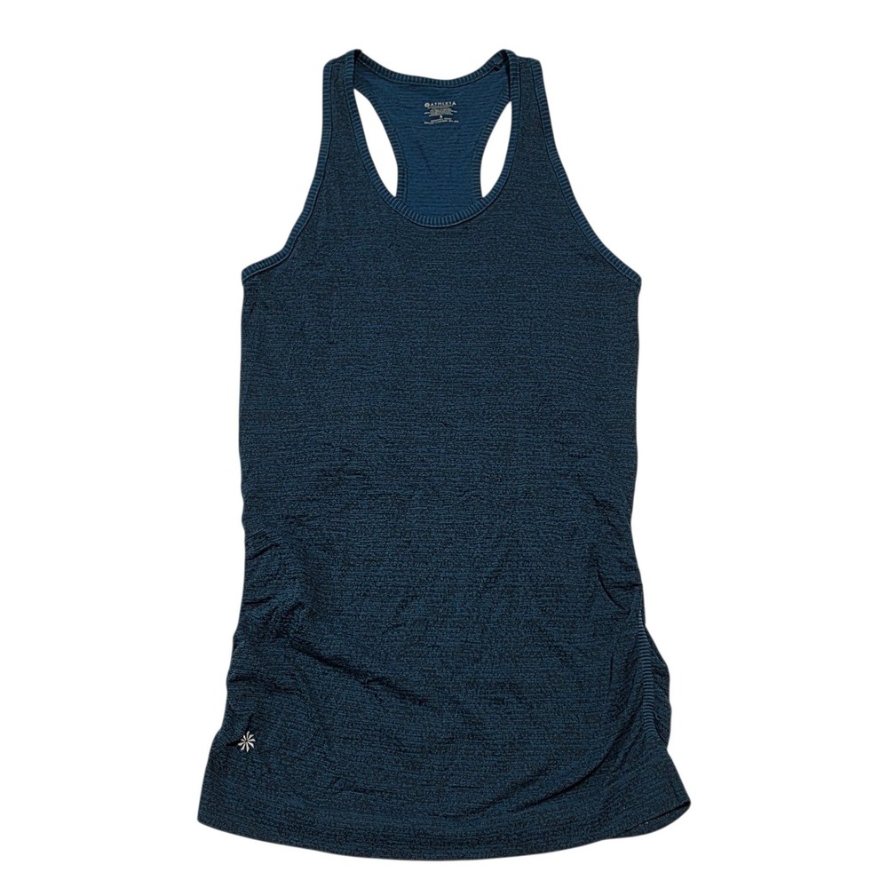 Athleta Speedlight Racerback Tank Top Womens S Blue Marl Nylon Spandex Ruched